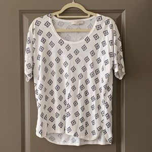 LOFT White and Black Patterned Top
